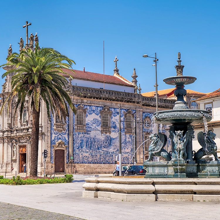 Gomes Teixeira square and Igreja do Carmo, Porto, Portugal